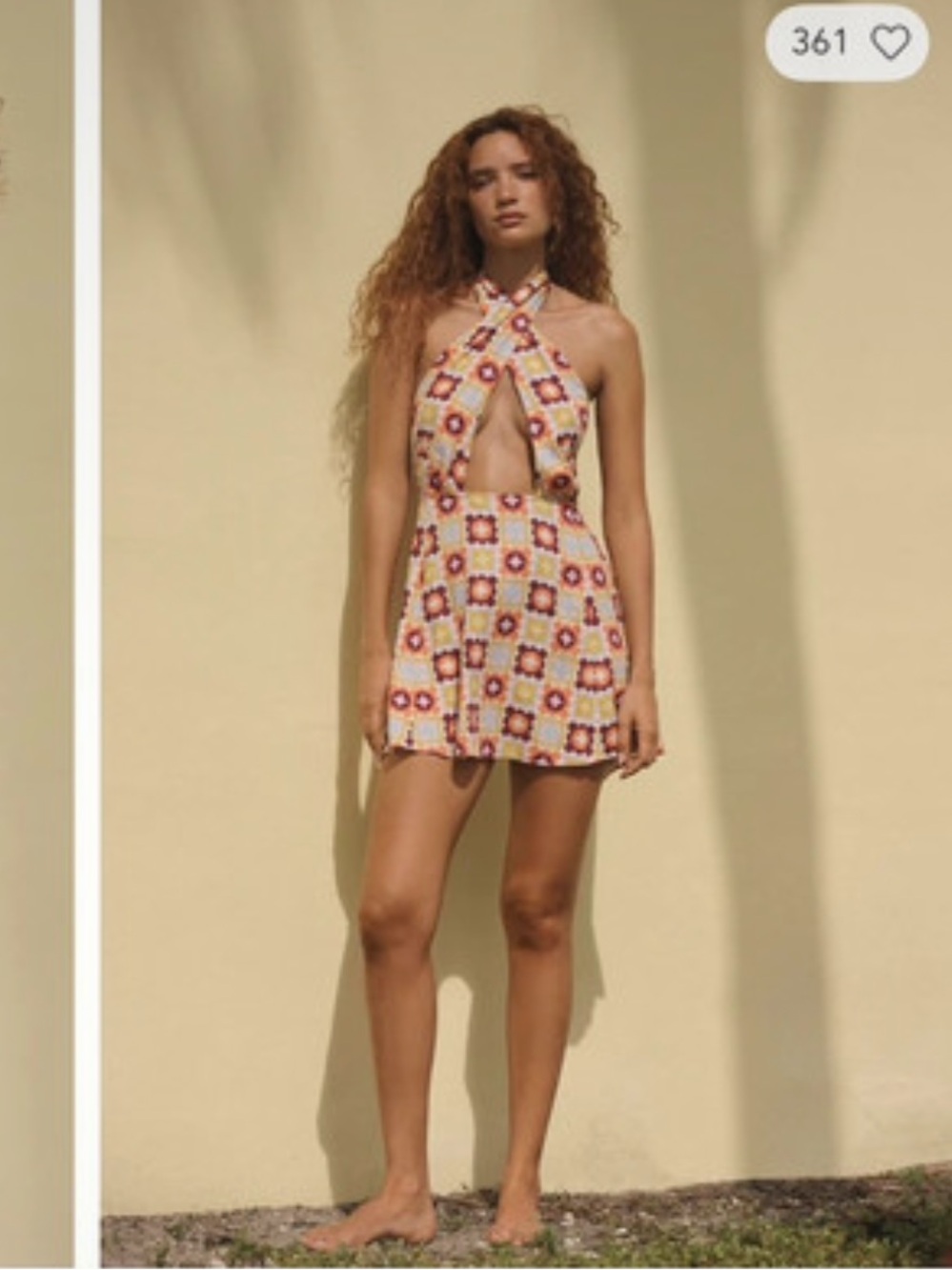 Celandine Anthropologie Yellow Pink Floral Halter Cutout Mini Dress